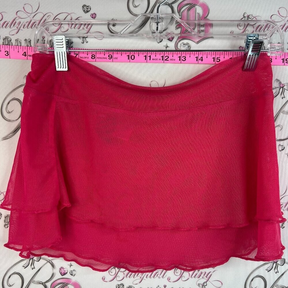Aqua funky Neon pink fit-and flared flowy lightweight mini skirt summerwear mesh